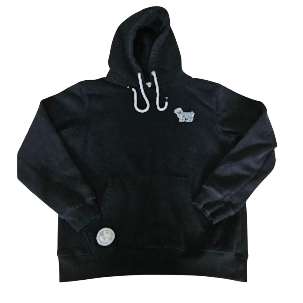 GOAT USA Mens Black Pullover Hoodie Sweatshirt Medium Embroidered Logo Crown